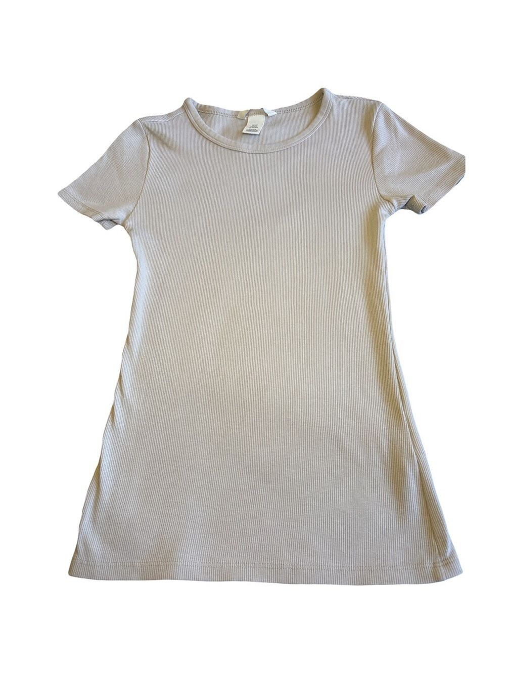 H&M Beige Short Sleeve Cotton Blend Ribbed Crew Neck Tee XS (3 for $12 item)